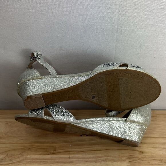 Charter Club Gippi Silver Sparkle Wedge Sandals size 6.5M - Picture 9 of 13